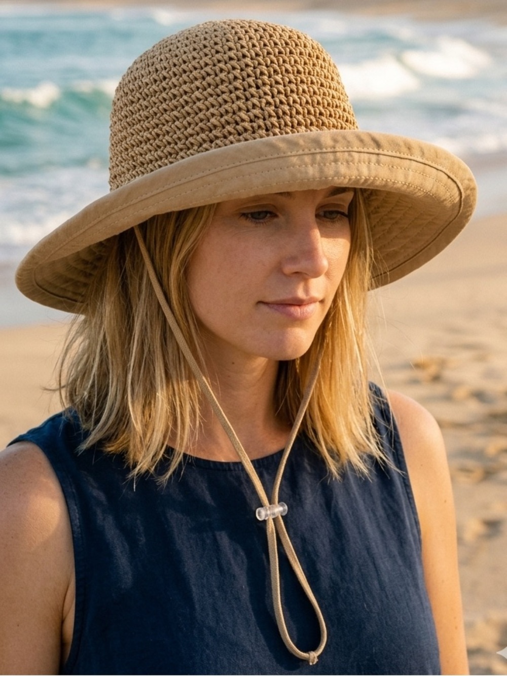 FURTALK Women’s Straw Sun Hat Beach Wide Brim Adjustable Summer 100% Linen Lined